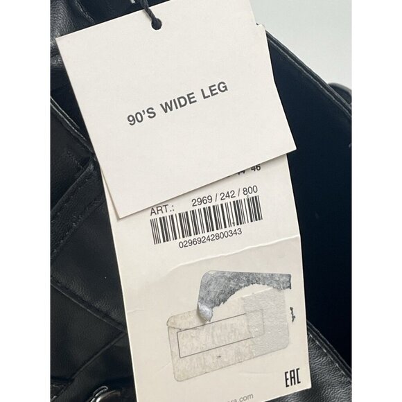 Zara Black Faux Leather 90s Wide Leg Pants Sz 2 NWT - Picture 7 of 8